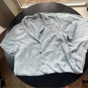 Eva Mendes for New York & Company Light Blue Casual Shirt